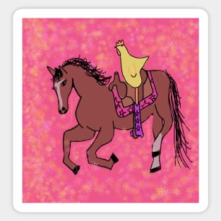 Chicken riding a horse flower Sticker